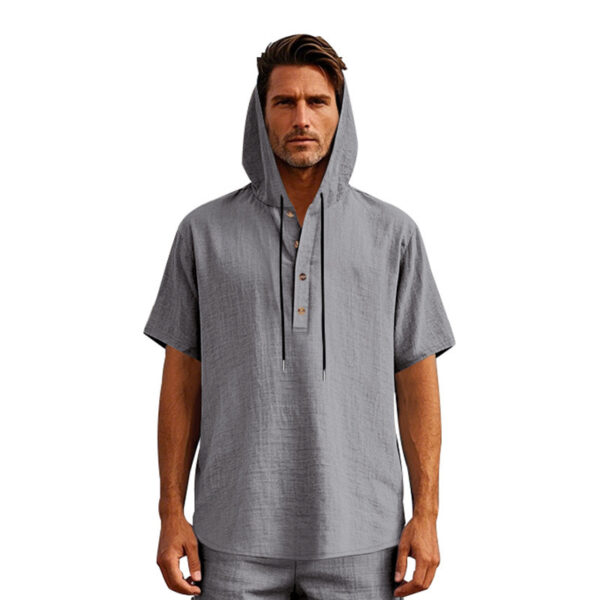 European And American Linen Short-sleeved Men's T-shirt Simple – Image 8