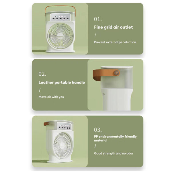 Portable USB Air Conditioner Cooling Fan With 5 Sprays 7 Color Light 600ML Water Tank Spray Mist Air Cooler Humidifiers – Image 6