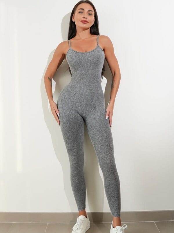 Womens Sexy Unitard One Piece Jumpsuit Spaghetti Strap Tummy Control Rompers Sleeveless Bodysuits Outfits – Image 2