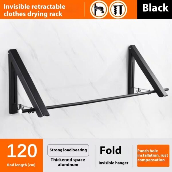 Punch-free Space Aluminum Foldable Invisible Folding Retractable Wall Hanger for Waterproof Hanging Underwear Coat Hanger – Image 7