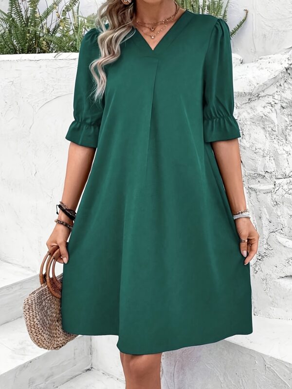 Elegant Color Short Sleeve Dress For Spring  Summer Women's Clothing – Image 3