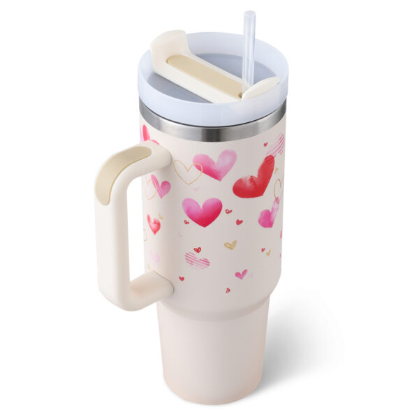 40 Oz Tumbler With Handle Straw Insulated, Stainless Steel Spill Proof Vacuum Coffee Cup Tumbler With Lid Tapered Mug Gifts For Valentine Lover Suitable For Car Gym Office Travel – Image 6