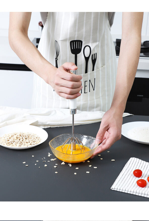 Semi-automatic Stainless Steel Egg Beater Whisk Hand Pressure Rotating Manual Mixer Egg Tools Cream Stirrer Kitchen Accessories – Image 2