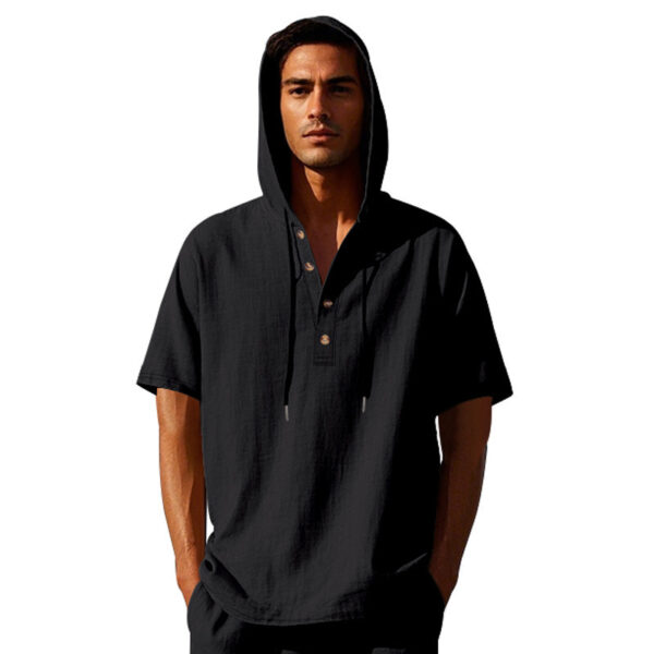 European And American Linen Short-sleeved Men's T-shirt Simple – Image 2