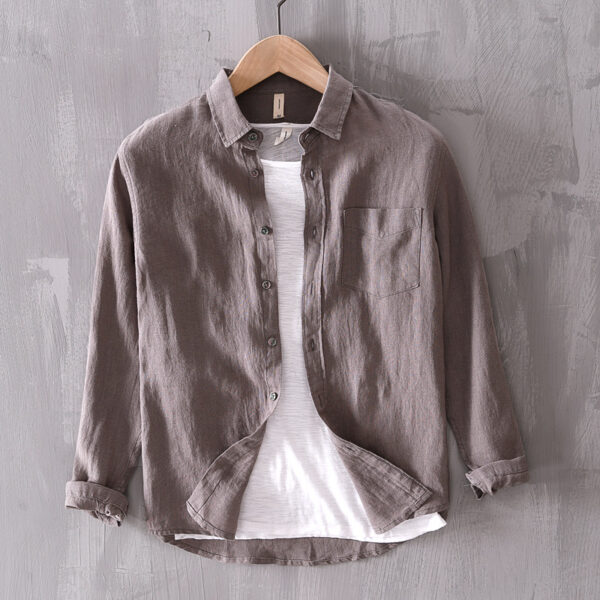 Cotton And Linen Men's Long-sleeved Casual Shirt – Image 6