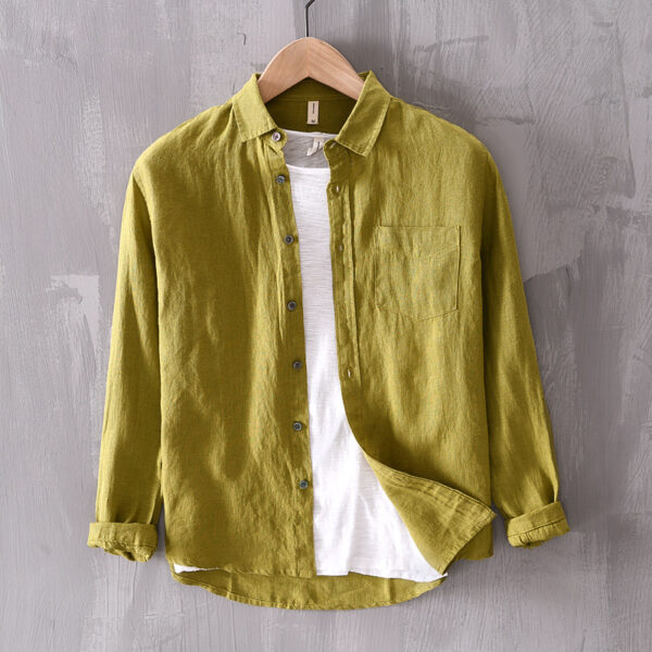 Cotton And Linen Men's Long-sleeved Casual Shirt – Image 3