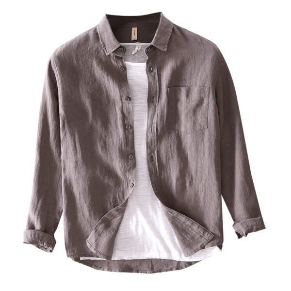 Cotton And Linen Men's Long-sleeved Casual Shirt – Image 5