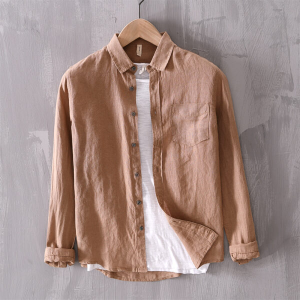 Cotton And Linen Men's Long-sleeved Casual Shirt – Image 4