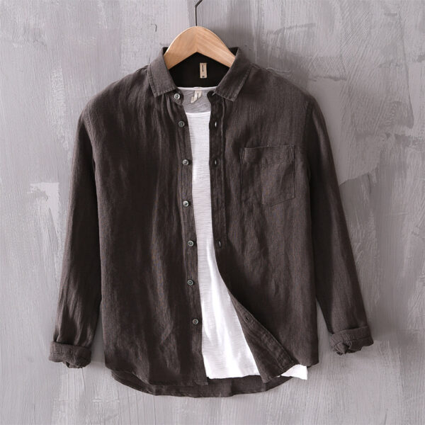 Cotton And Linen Men's Long-sleeved Casual Shirt – Image 2