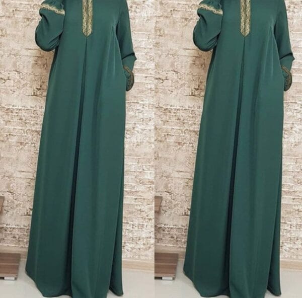 Women Plus Size Print Abaya Jilbab Muslim Maxi Dress – Image 3