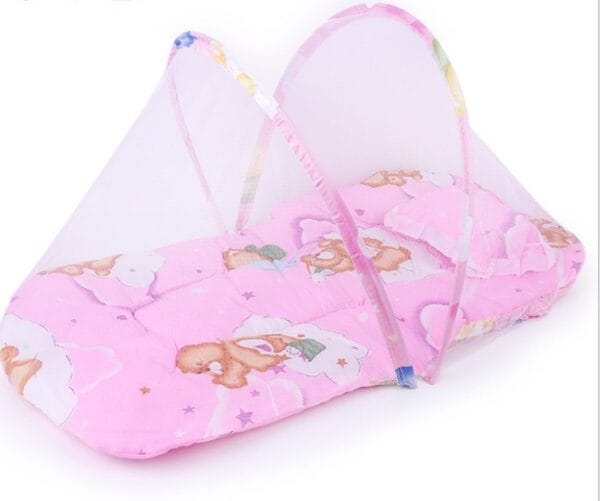 Portable Foldable Baby Kids Infant Bed Dot Zipper Mosquito Net Tent Sleeping Cushion – Image 4