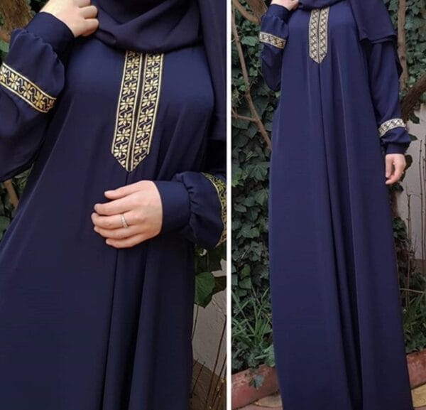 Women Plus Size Print Abaya Jilbab Muslim Maxi Dress – Image 4