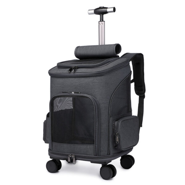 Portable Folding Trolley Pet Backpack Traveling Cat Backpack With Universal Wheel Trolley Pet Bag – Image 5