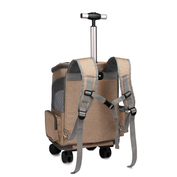 Portable Folding Trolley Pet Backpack Traveling Cat Backpack With Universal Wheel Trolley Pet Bag – Image 7