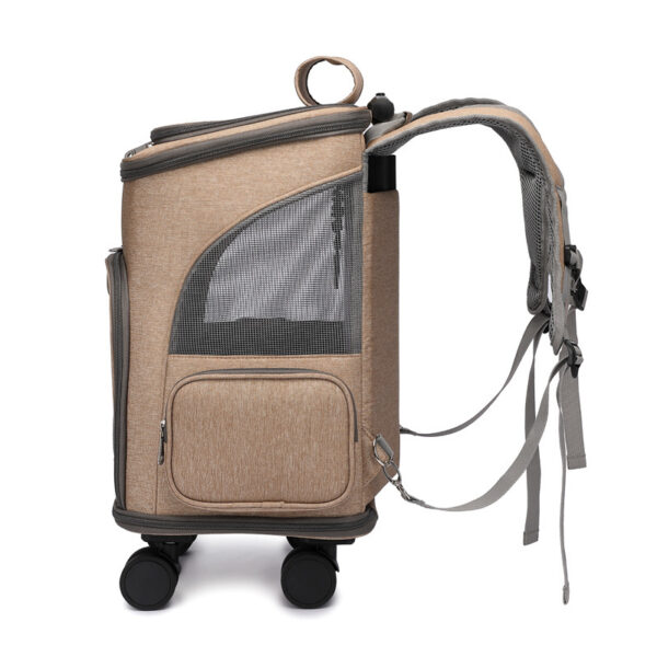 Portable Folding Trolley Pet Backpack Traveling Cat Backpack With Universal Wheel Trolley Pet Bag – Image 6