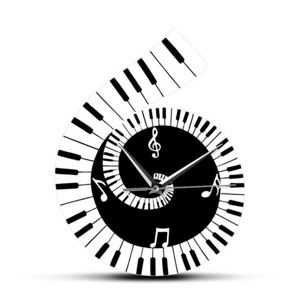 Decoration Wall Clock Treble Clef Piano Keyboard Musical Notes Irregular Decoration Clock Wall Clock Cross-border – Image 3