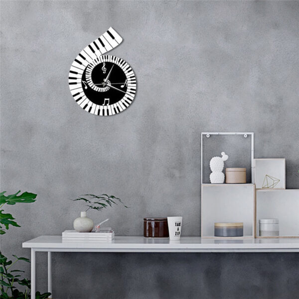 Decoration Wall Clock Treble Clef Piano Keyboard Musical Notes Irregular Decoration Clock Wall Clock Cross-border – Image 4