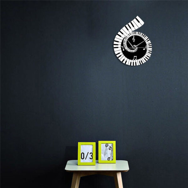 Decoration Wall Clock Treble Clef Piano Keyboard Musical Notes Irregular Decoration Clock Wall Clock Cross-border – Image 5