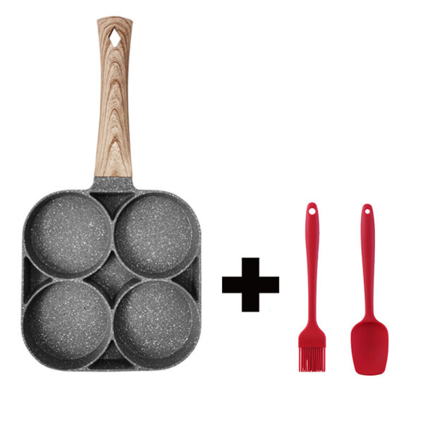 Multi Functional 4 Hole Frying Pan Non Stick Breakfast Burger Egg Pancake Maker Medical Stone Four Hole Omelet Pan – Image 3