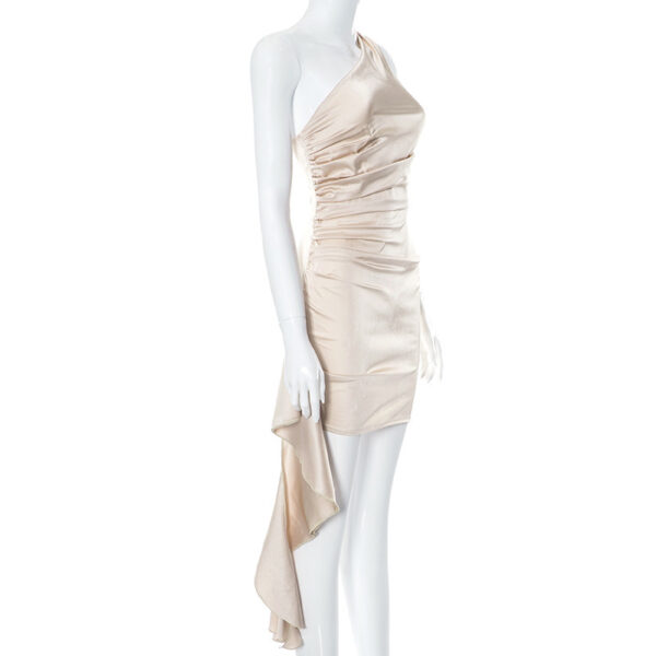 One-shoulder Sleeveless Mini Dress Sexy Slim Backless Skirt Party Wedding Dresses Womens Clothing – Image 7