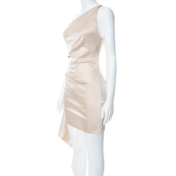 One-shoulder Sleeveless Mini Dress Sexy Slim Backless Skirt Party Wedding Dresses Womens Clothing – Image 6