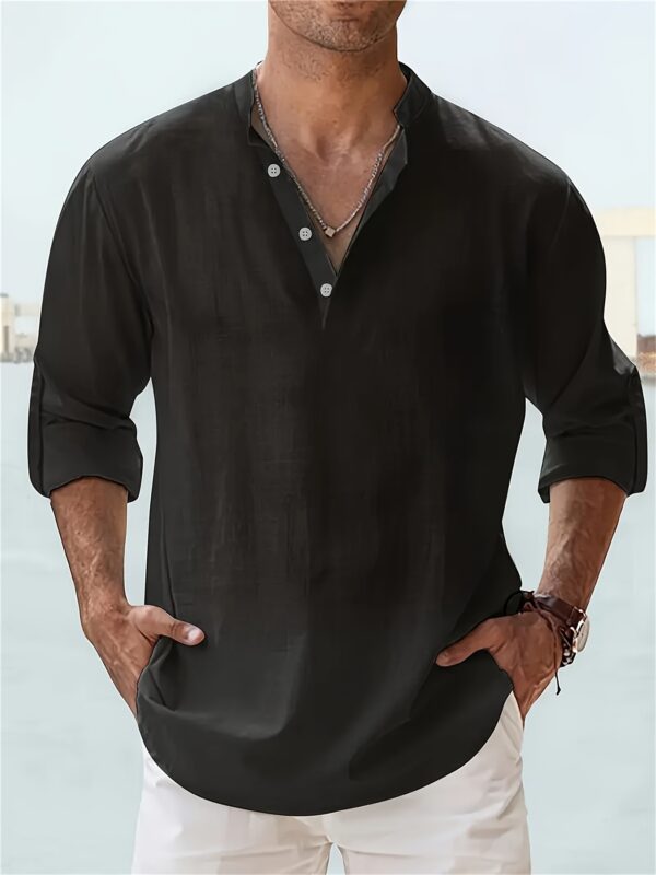 Men's Long-sleeved Breathable Button-down Shirt – Image 7