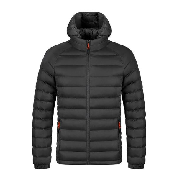 Winter Lightweight Hooded Coat With Pockets Fashion Warm Portable Zipper Jacket For Men Clothing Solid Color Outerwear Tops – Image 3