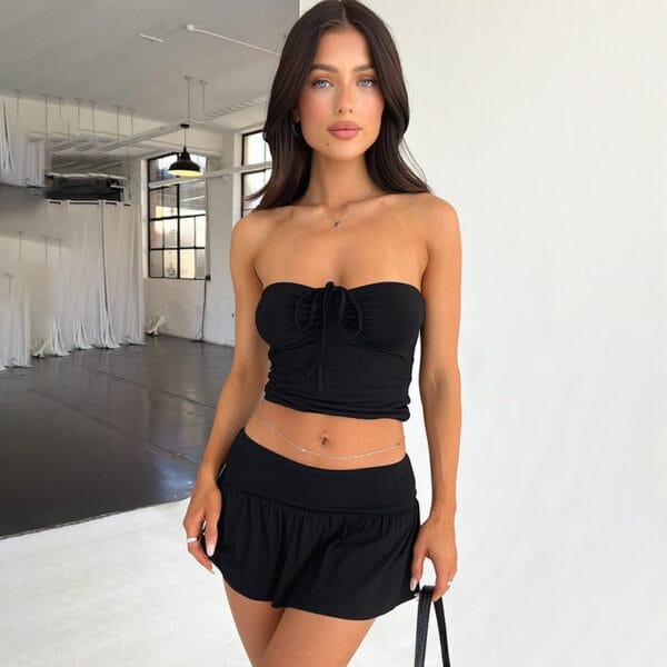 Women's Suits Summer Sleeveless Tube Top And Pleating Skirt Y2K Hot Girl Mid-length Dress Set – Image 2