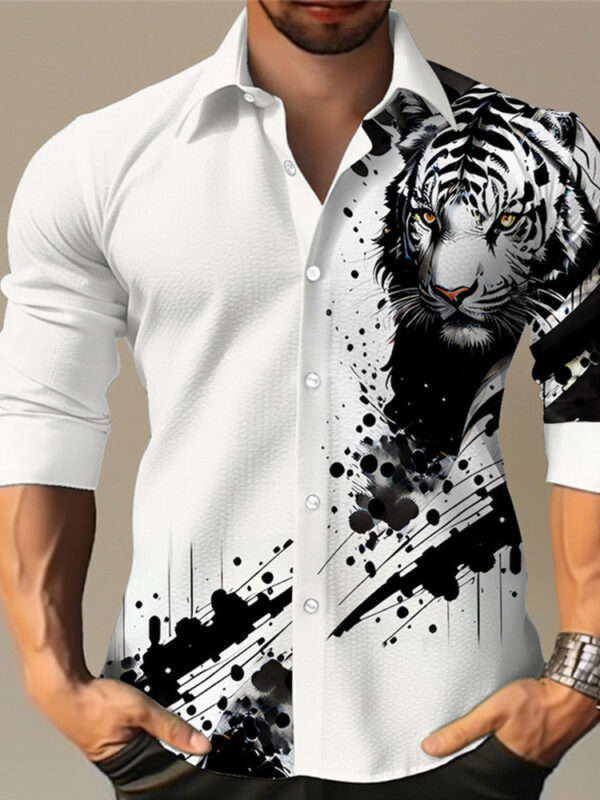 Color Matching Bamboo Linen Printed Men's Shirt – Image 6