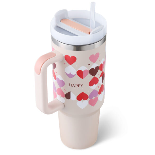 40 Oz Tumbler With Handle Straw Insulated, Stainless Steel Spill Proof Vacuum Coffee Cup Tumbler With Lid Tapered Mug Gifts For Valentine Lover Suitable For Car Gym Office Travel – Image 8