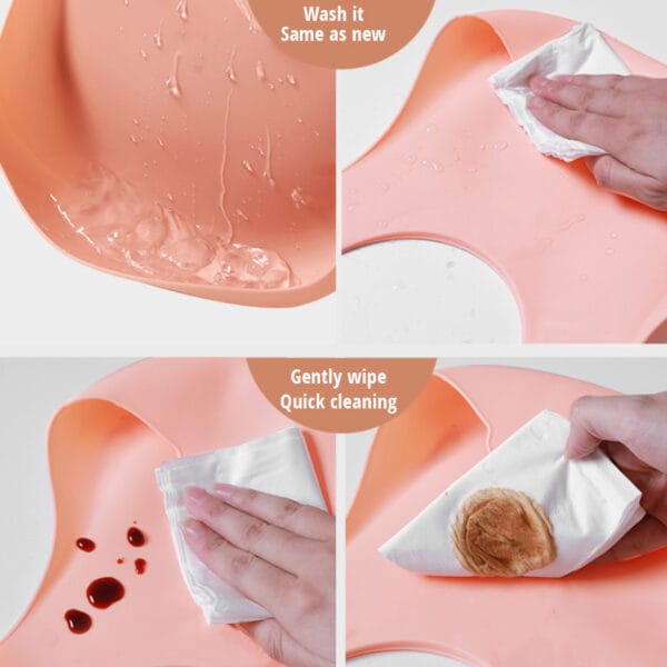 Soft Waterproof Silicone Baby Bib with Food Catcher, Baby Silicone Bib – Image 5