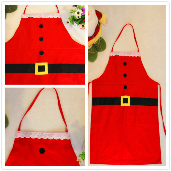 Red Merry Christmas Apron Christmas Apron For Women Girls Cake Kitchen Cook Apron For Mother's New Year Gift Unisex – Image 4