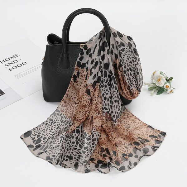 Thin Chiffon Lotus Pond Moonlight Printed Silk Scarf – Image 9