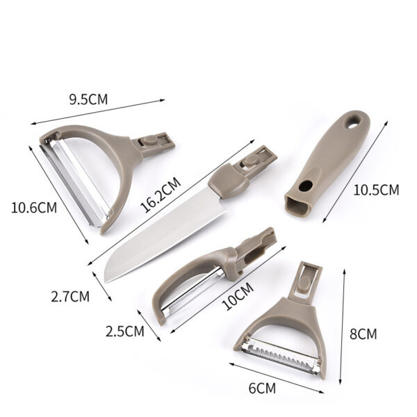 Stainless Steel Cutter Set Three Piece Set Wheat Straw Chopping Board Fruit Knife Peeler Combined Kitchen Tools – Image 2