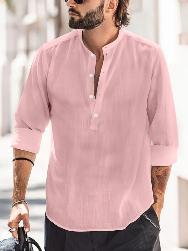 Men's Long-sleeved Breathable Button-down Shirt – Image 3