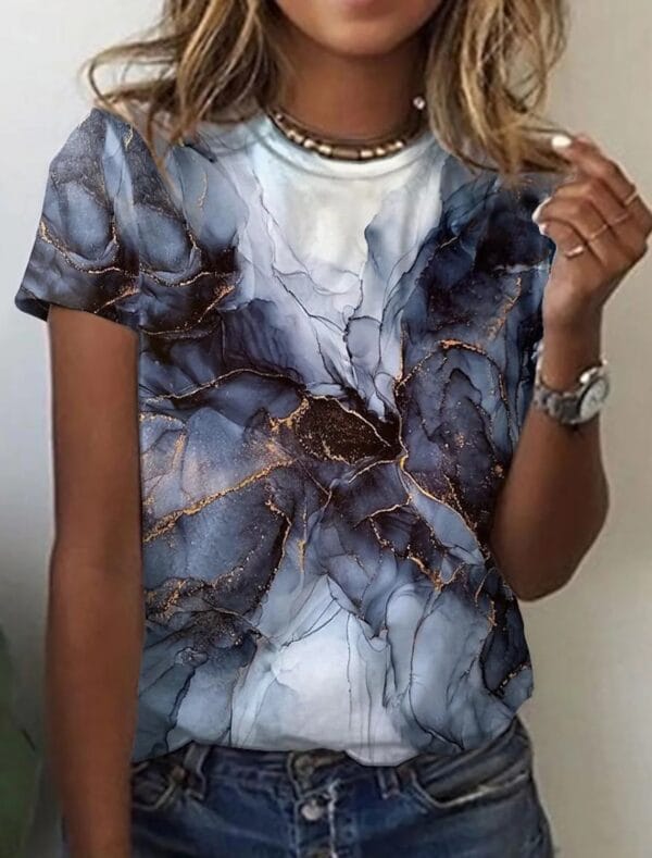 Women's European And American New Abstract Retro Print Short Sleeves – Image 4