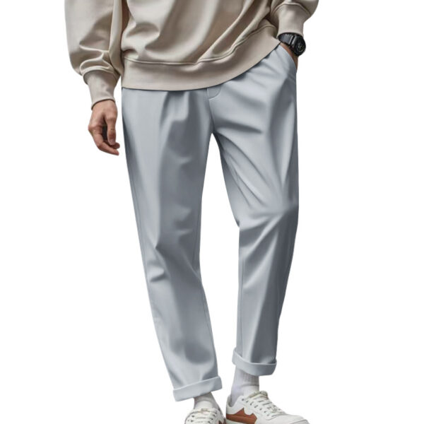 Men's Loose Comfortable Quick-drying Waist-tied Casual Business Pure Color Trousers – Image 9