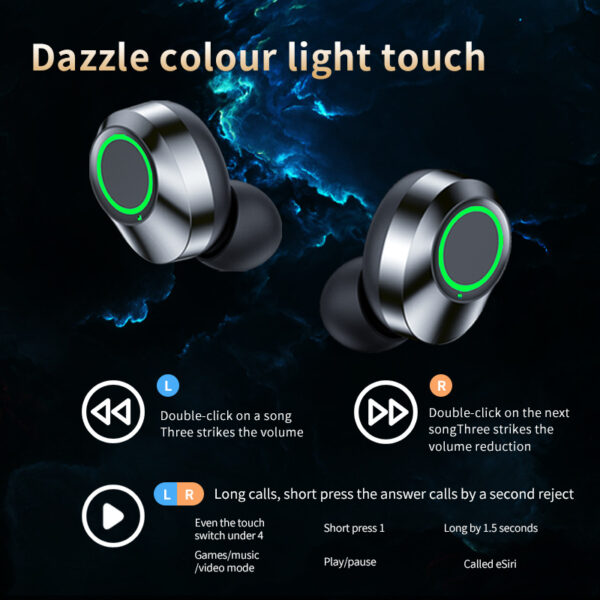 YD03 Wireless Bluetooth-compatible Headset TWS Large Screen Smart Digital Display In Ear Breathing Light – Image 3