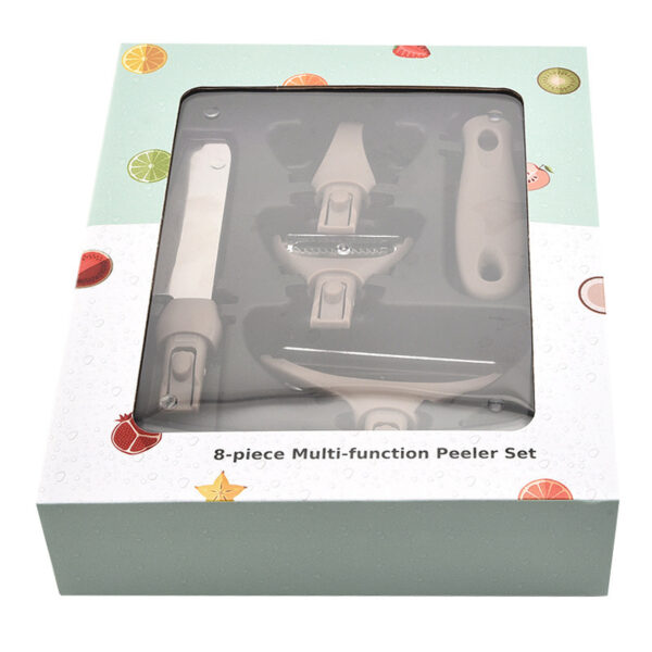 Stainless Steel Cutter Set Three Piece Set Wheat Straw Chopping Board Fruit Knife Peeler Combined Kitchen Tools – Image 3