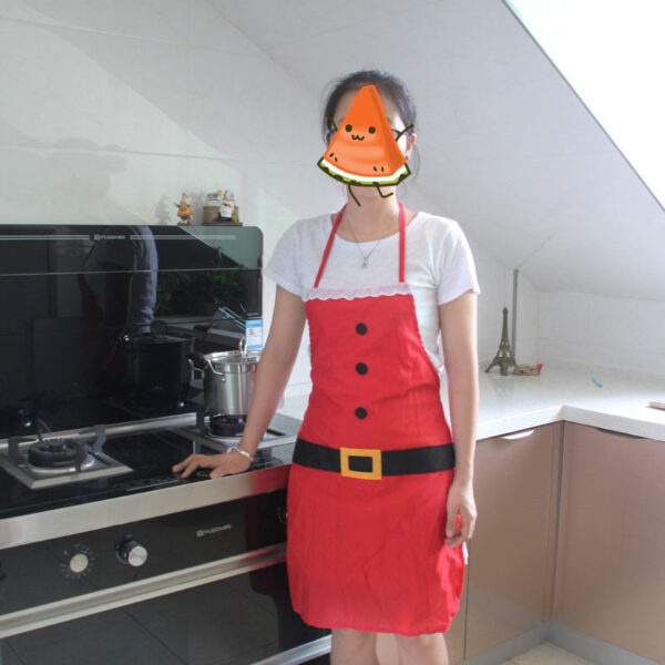 Red Merry Christmas Apron Christmas Apron For Women Girls Cake Kitchen Cook Apron For Mother's New Year Gift Unisex – Image 5