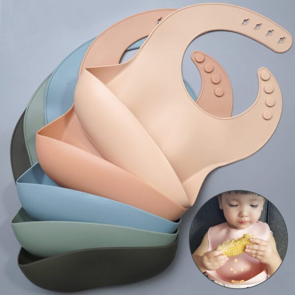 Soft Waterproof Silicone Baby Bib with Food Catcher, Baby Silicone Bib – Image 2