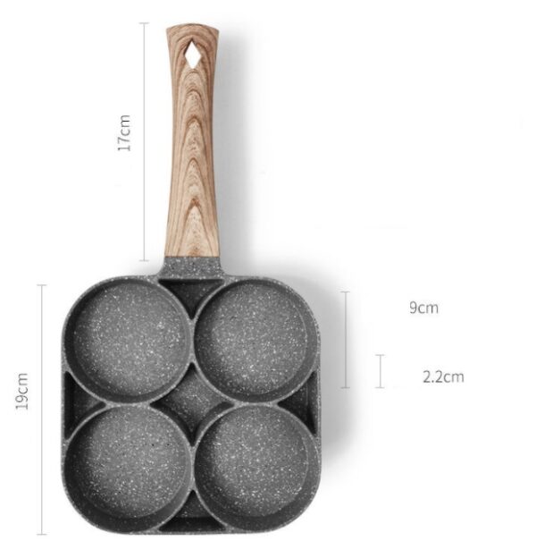 Multi Functional 4 Hole Frying Pan Non Stick Breakfast Burger Egg Pancake Maker Medical Stone Four Hole Omelet Pan – Image 9