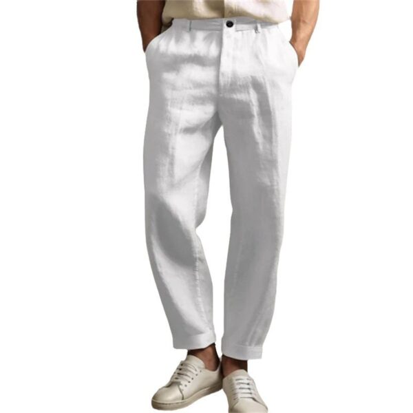 Men's Linen Solid Color Casual Light Outdoor Straight-leg Trousers – Image 2