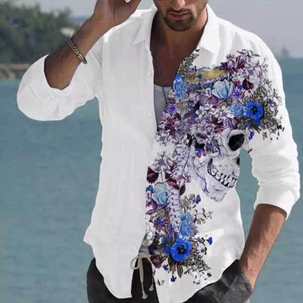 Color Matching Bamboo Linen Printed Men's Shirt – Image 4