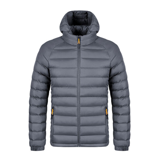 Winter Lightweight Hooded Coat With Pockets Fashion Warm Portable Zipper Jacket For Men Clothing Solid Color Outerwear Tops – Image 5