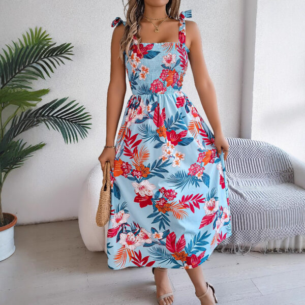Flowers Print Suspender Corset Dress Ins Fashion Holiday Beach Long Dresses Summer Clothing For Women – Image 4