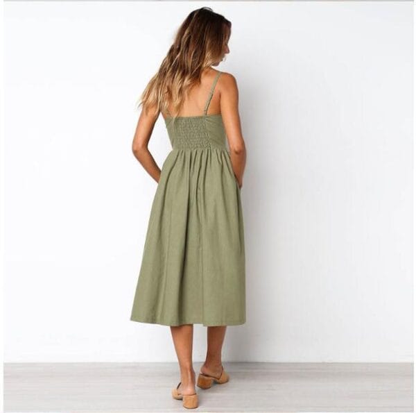 Sexy Suspender Button Pocket Halter Dress – Image 4