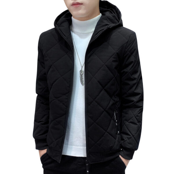 Fleece Jacket Diamond Plaid Cotton-padded Coat – Image 5