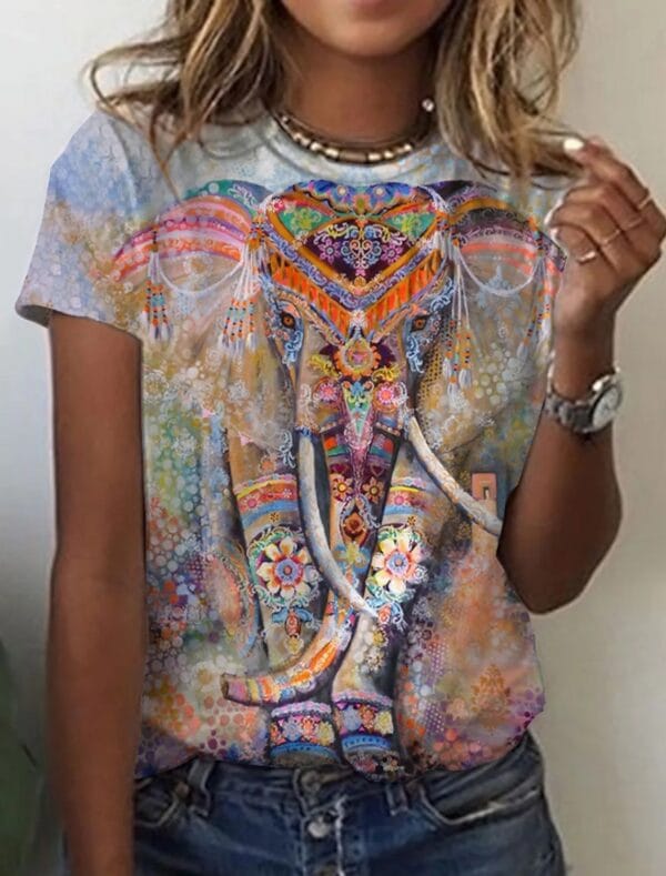 Women's European And American New Abstract Retro Print Short Sleeves – Image 10