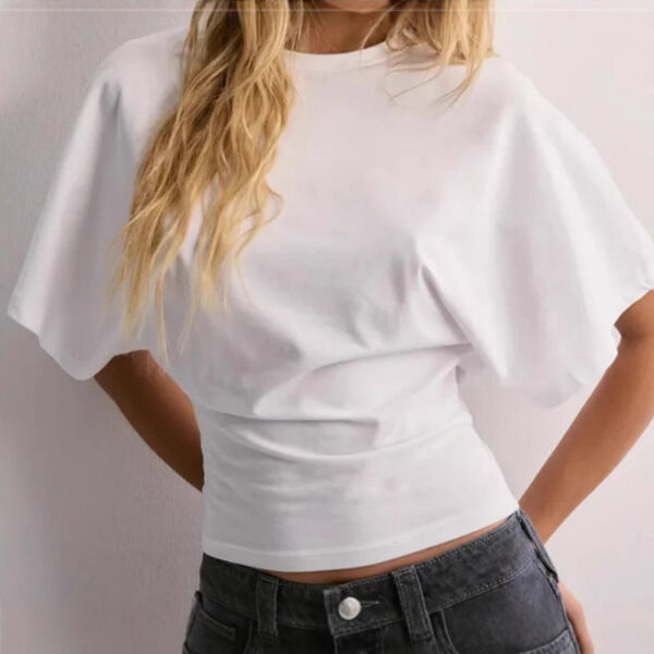 Summer Batwing Sleeve T-shirt Ins Fashion Round Neck Pullover Short-sleeved Tops For Women Clothing – Image 5